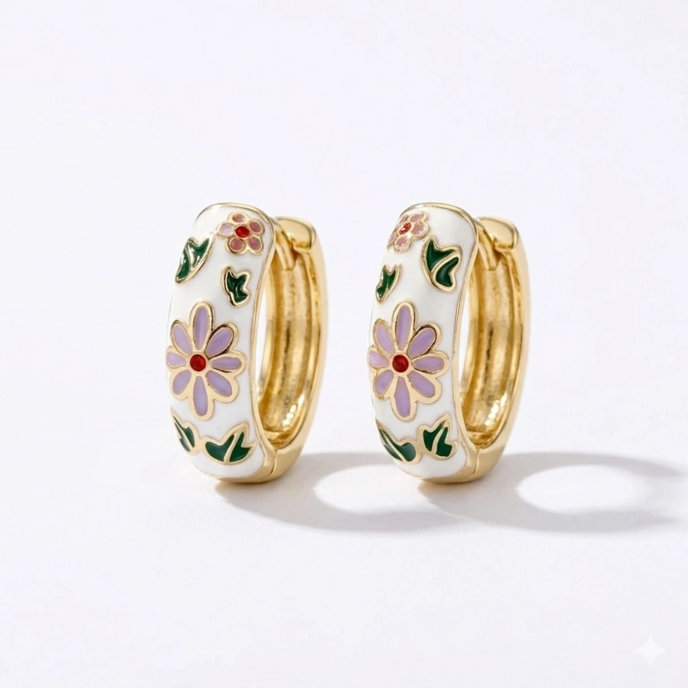 Çelik Beyaz Mineli Halka Küpe