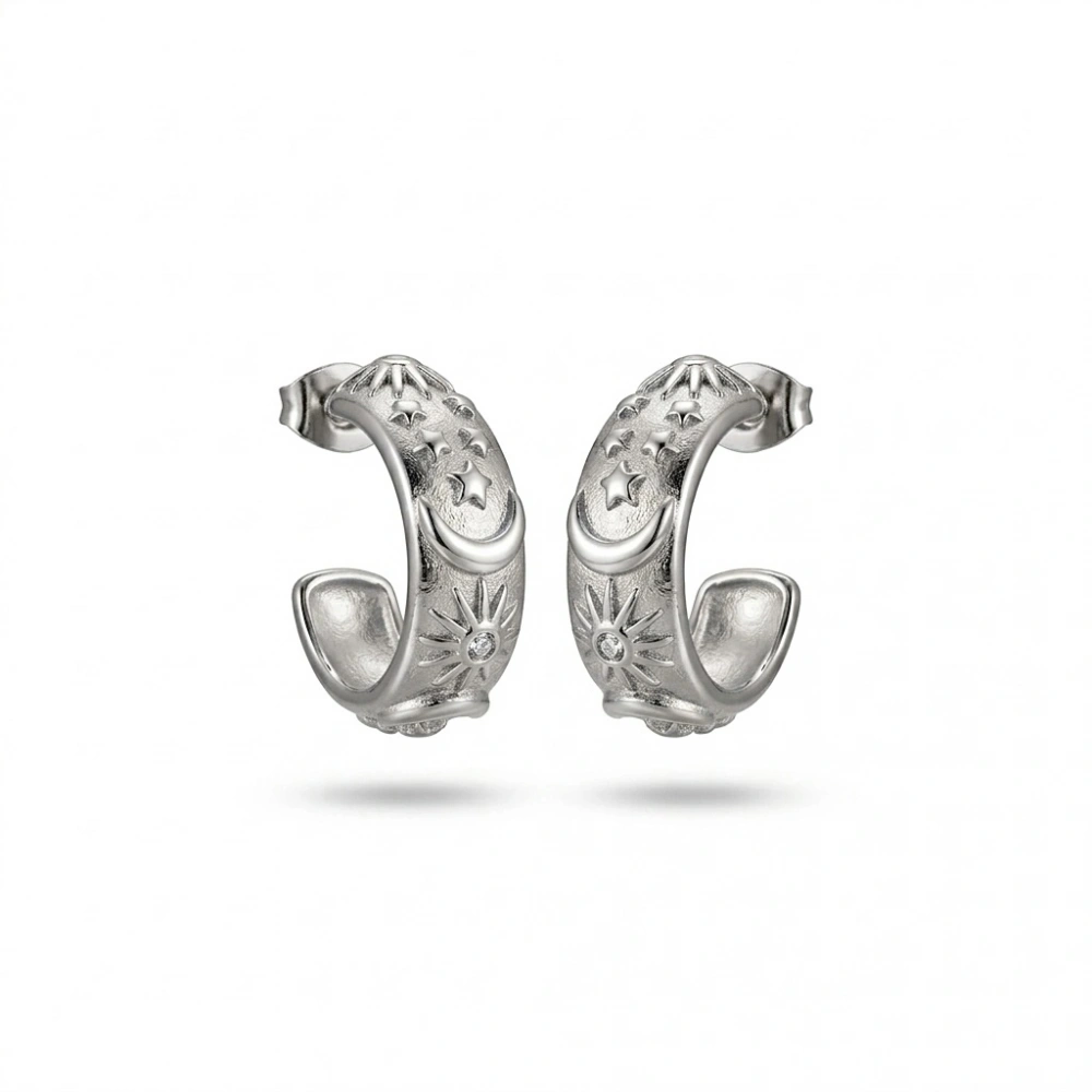 Çelik Silver Hilal Küpe