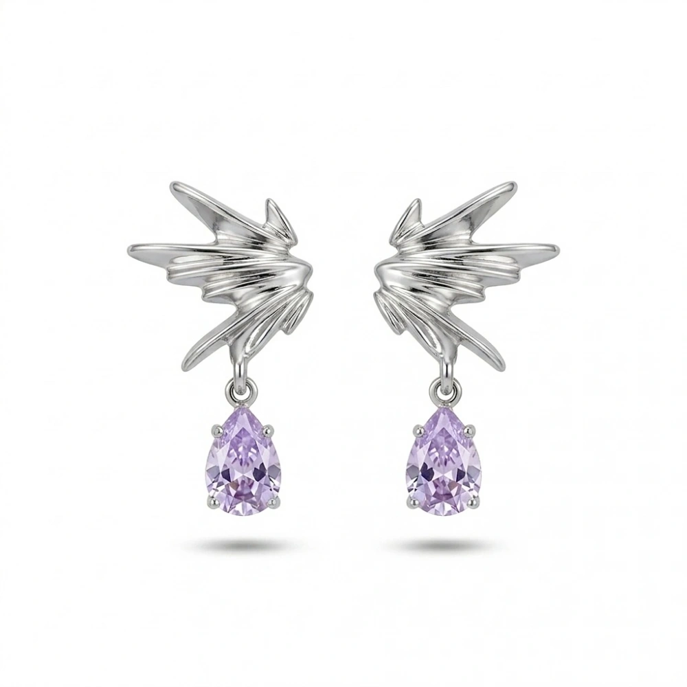 Silver Taşlı Kanat Küpe