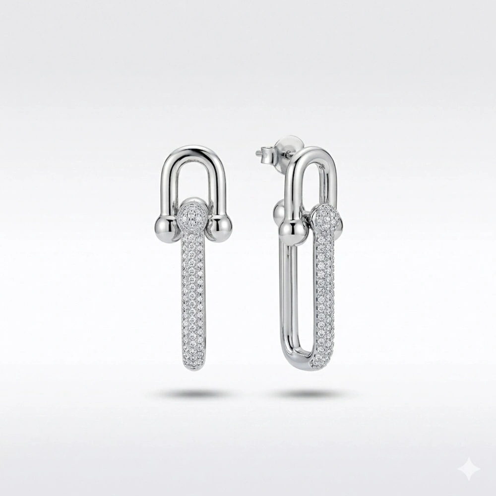 Taşlı Silver Tiffany Küpe