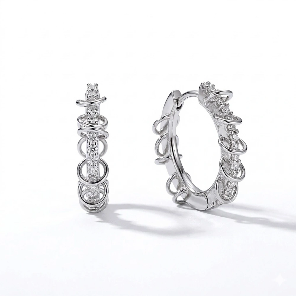 Çelik Halka Detaylı Küpe