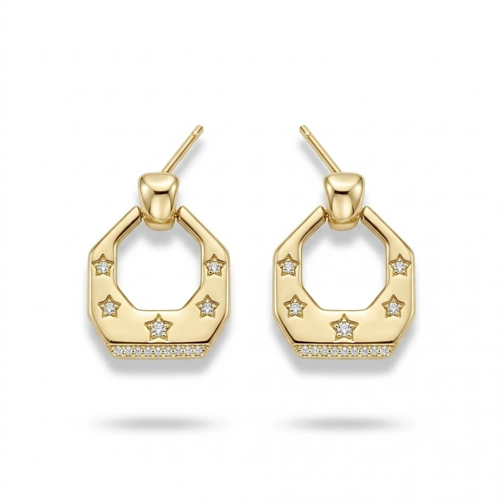 Çelik Yıldızlı Tasarım Küpe