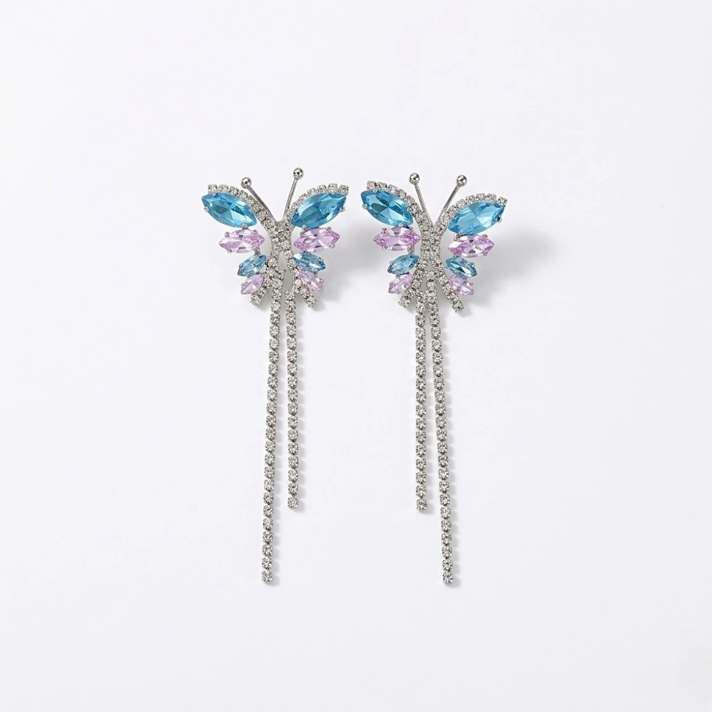 Taşlı Kelebek Detay Küpe