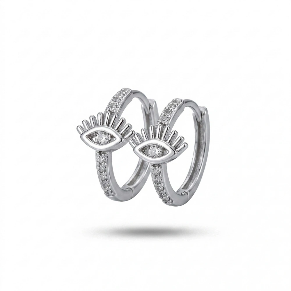 Silver Göz Detaylı Halka Küpe