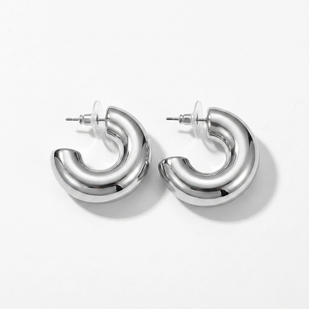 Silver Bouble Halka Küpe