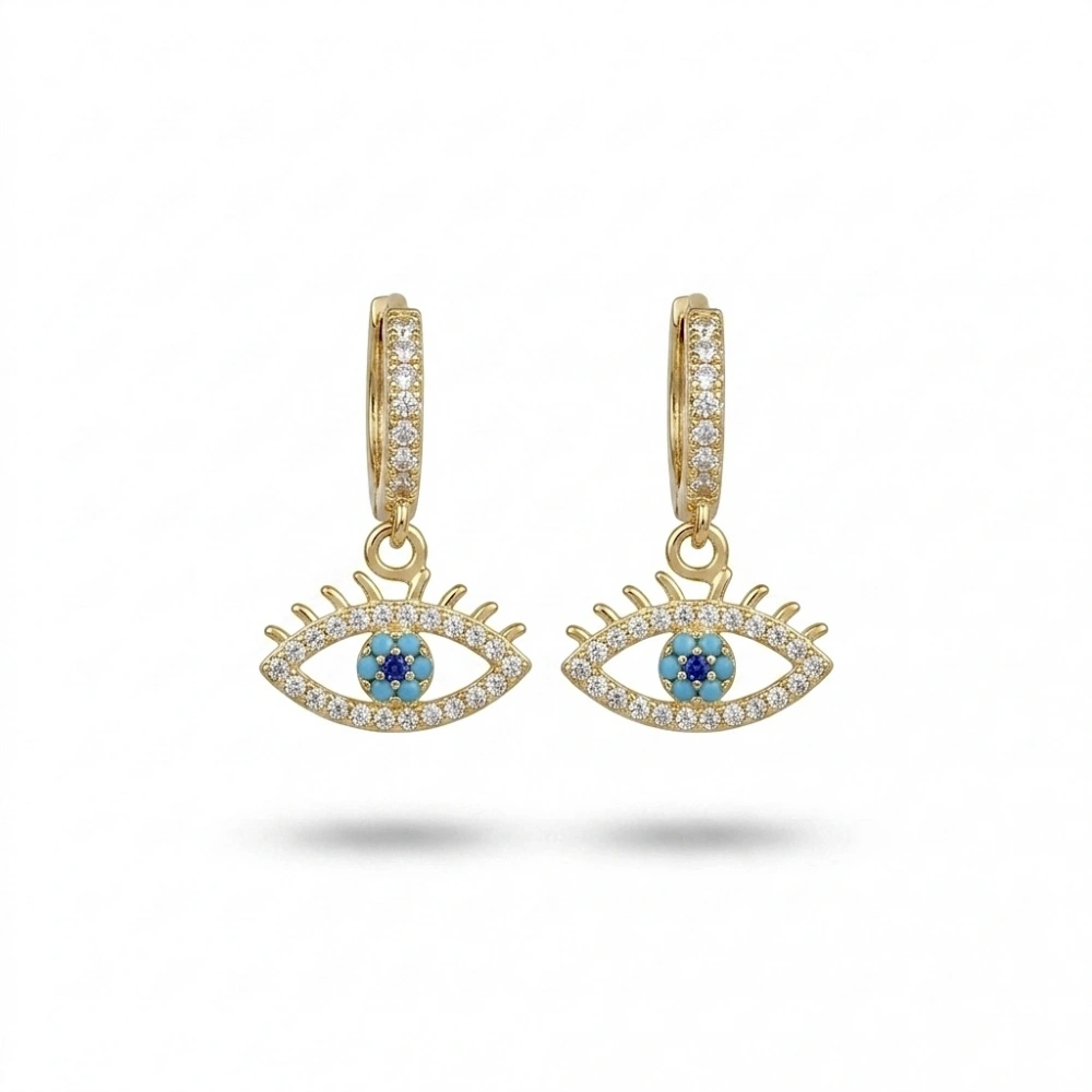 Mavi Göz Detaylı Küpe