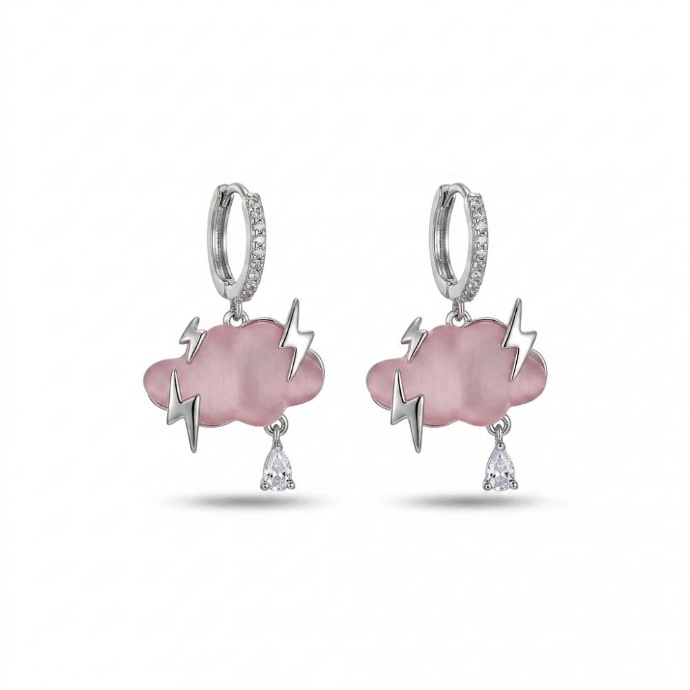 Silver Pembe Bulut Küpe