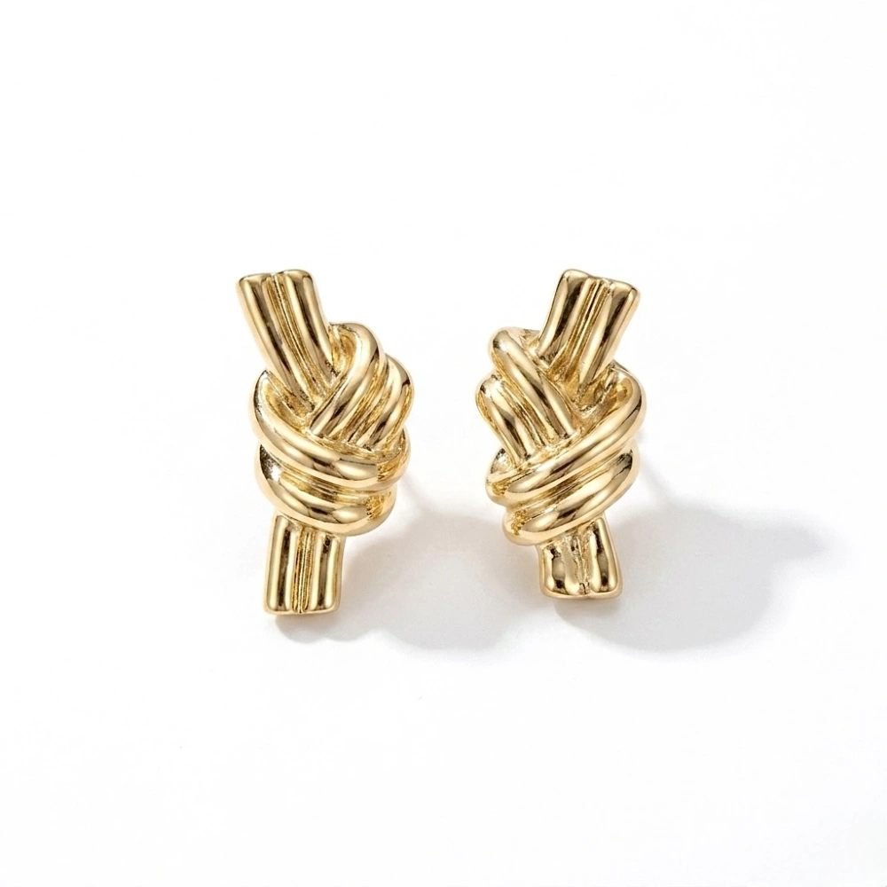 İthal Gold Düğüm Küpe