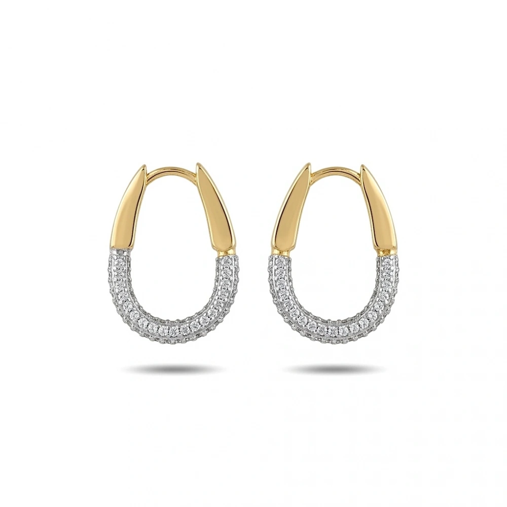 İthal Oval Taşlı Küpe