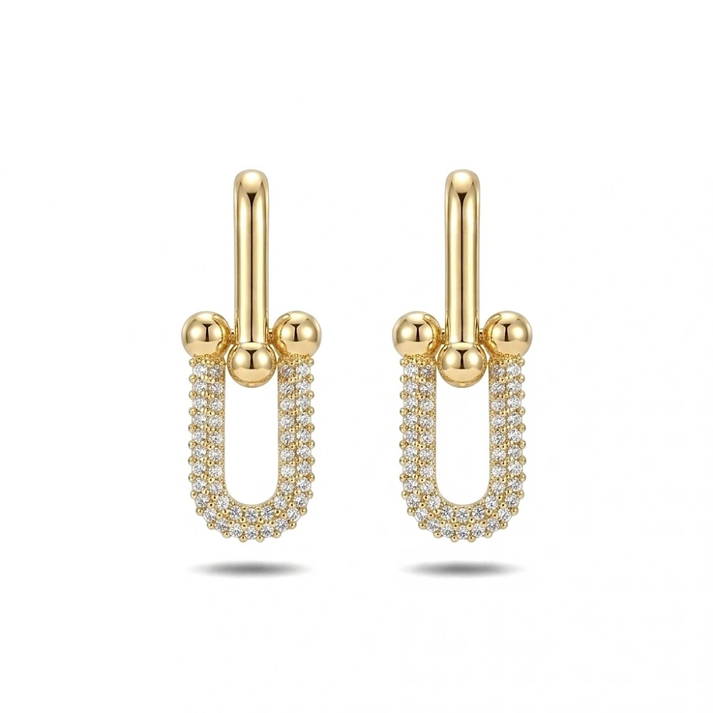 Çelik Gold Taşlı Küpe