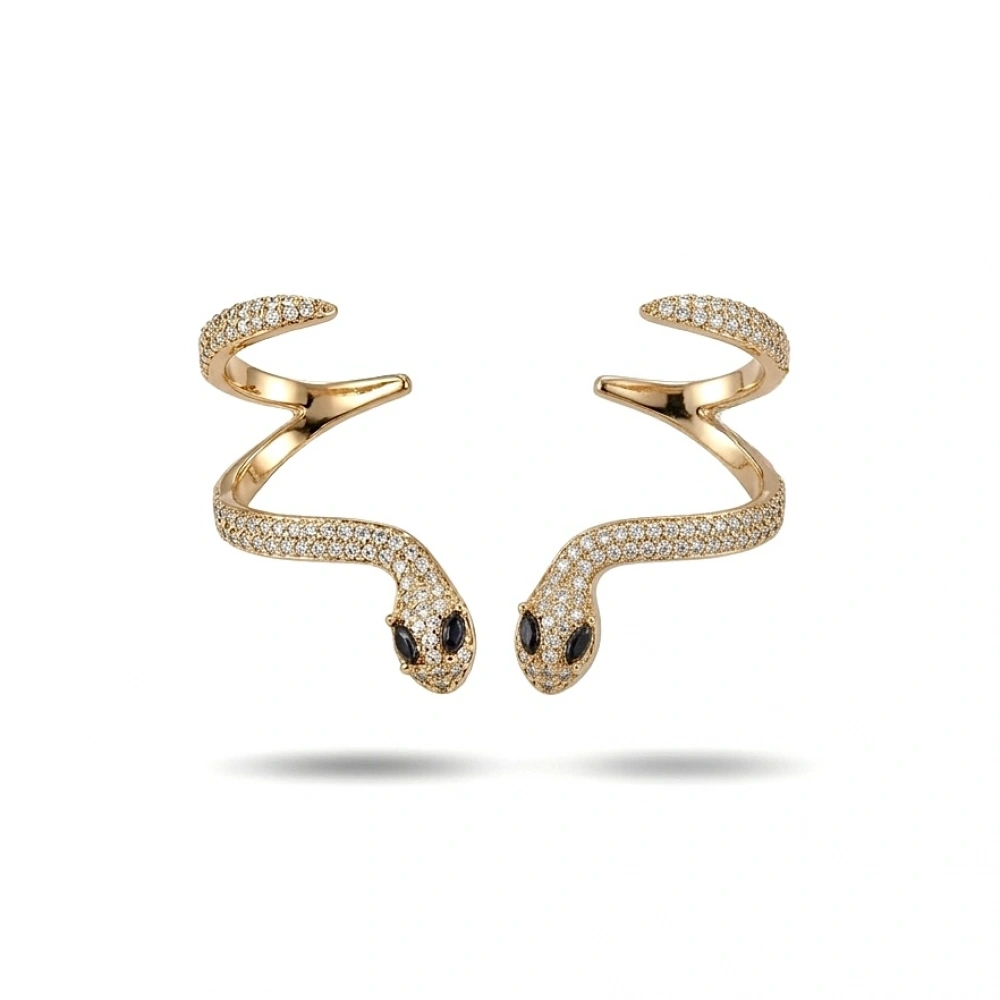 Çelik Earcufflı Yılan Küpe