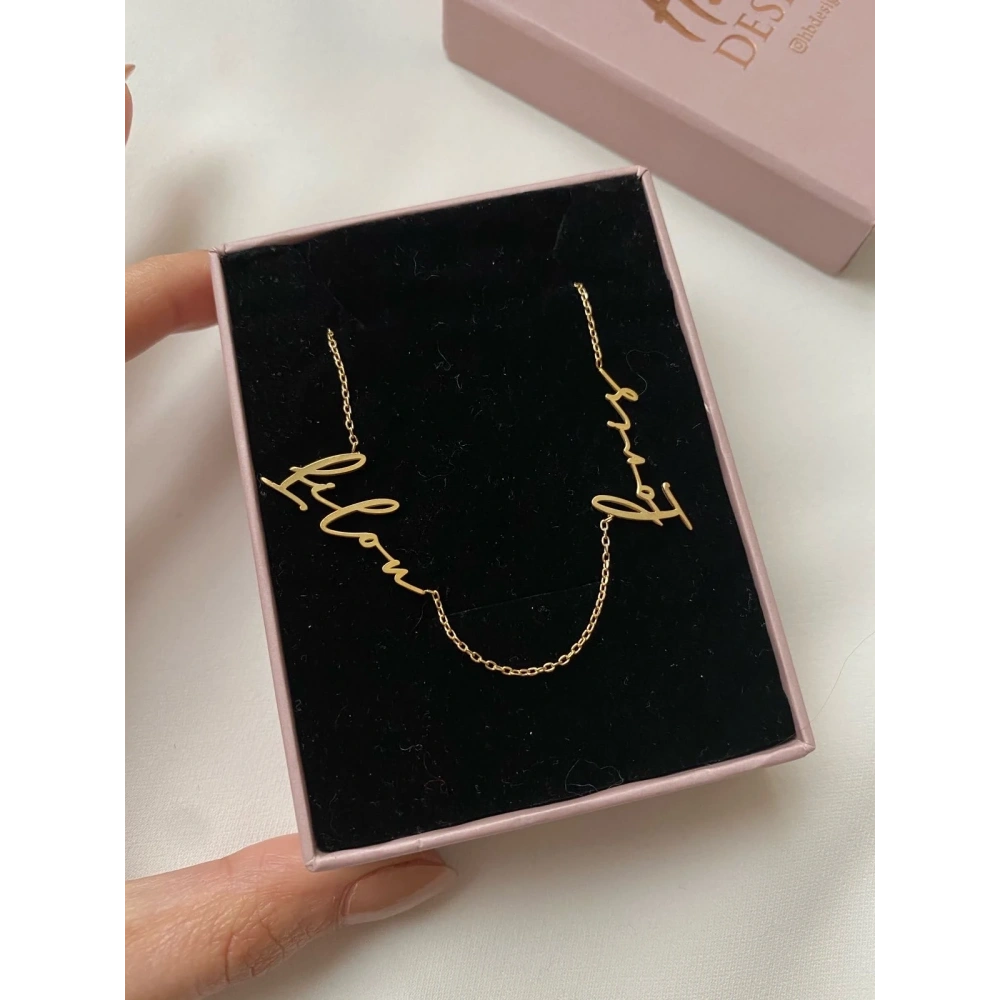 925 Ayar Gümüş 2li İsim Kolye