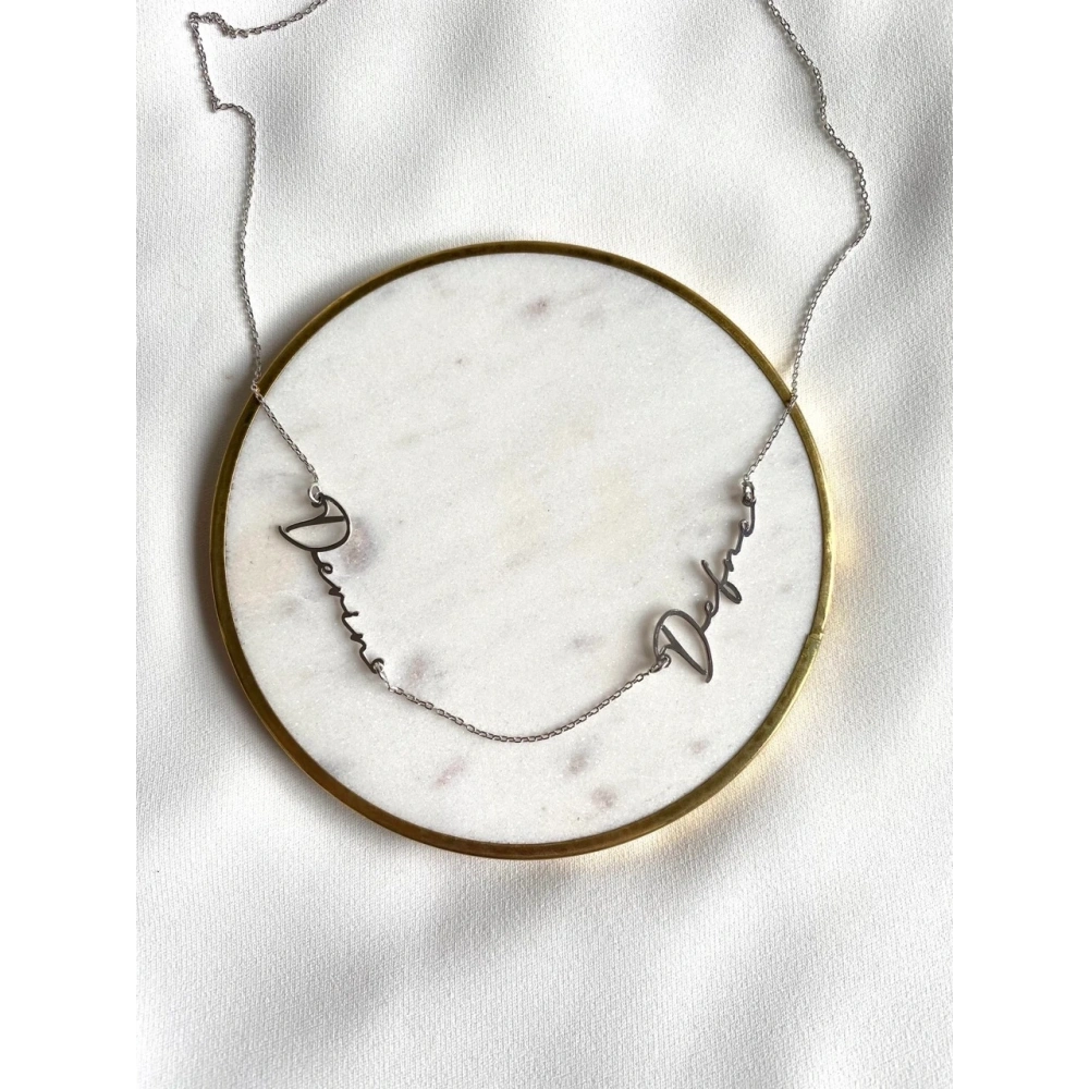 925 Ayar Gümüş 2li İsim Kolye