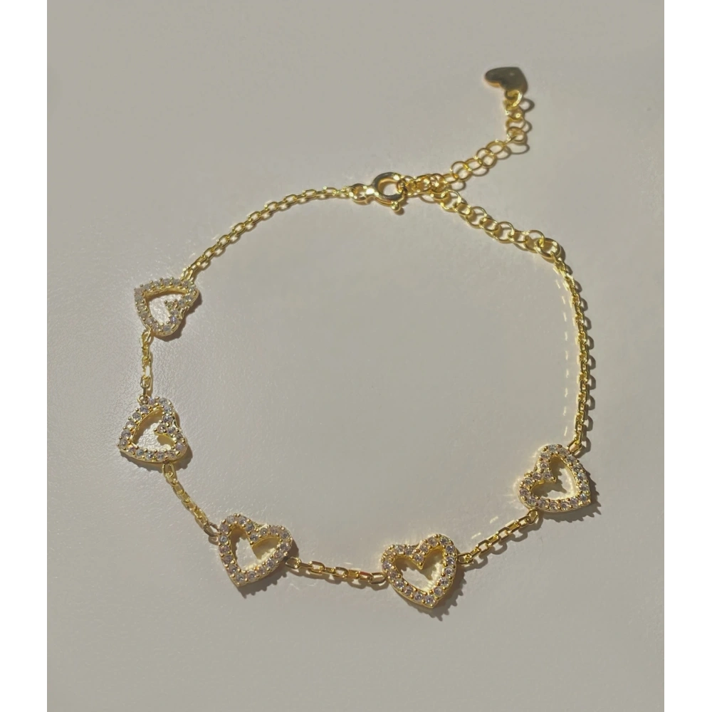 925 Ayar Gümüş 5 Kalpli Bileklik