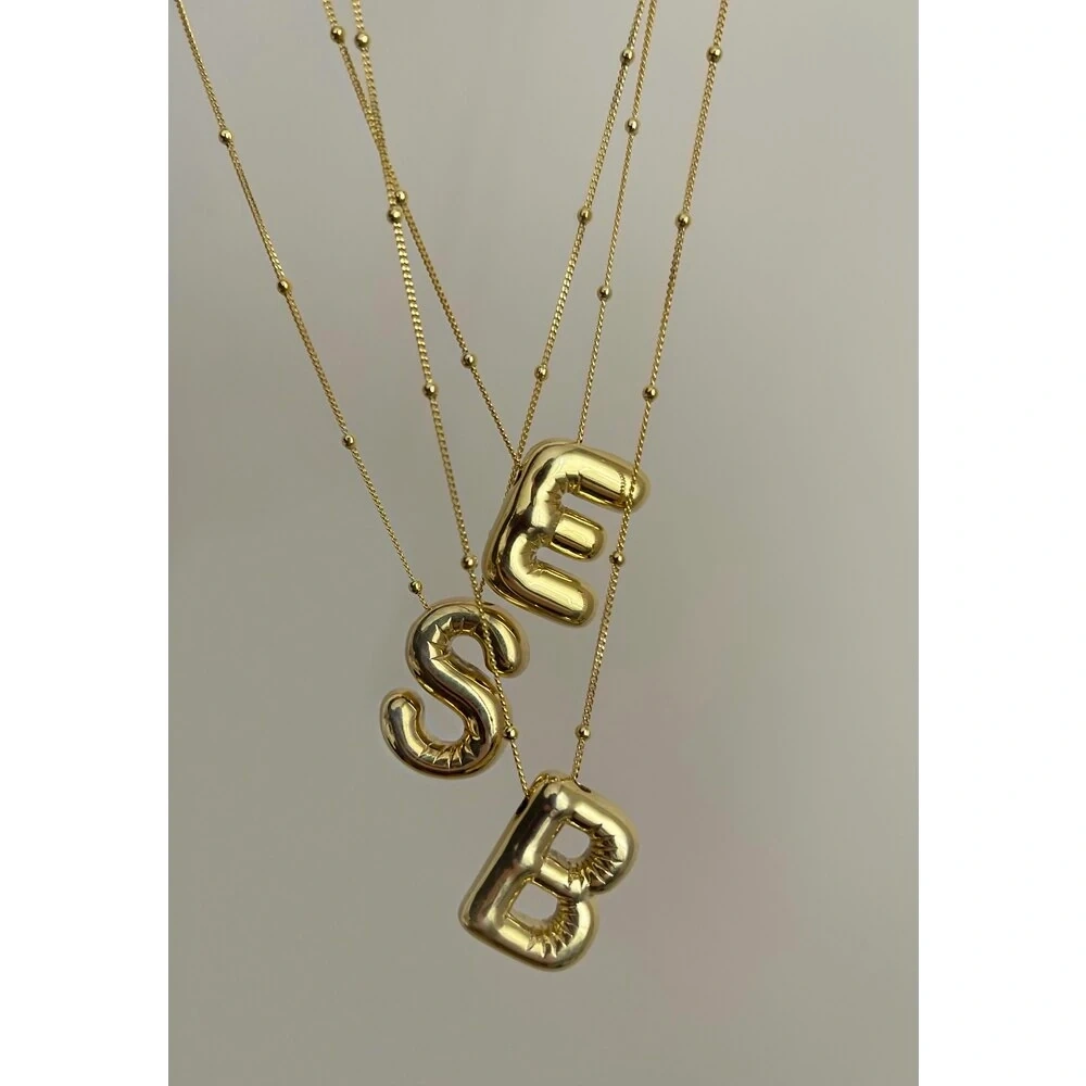 925 Ayar Gümüş Balon Harf Kolye