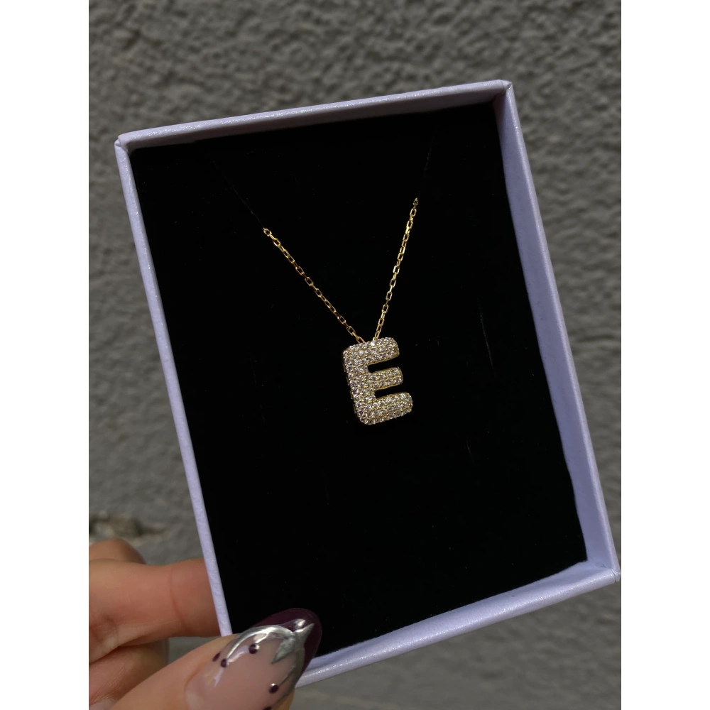 925 Ayar Gümüş Bubble Harf Kolye