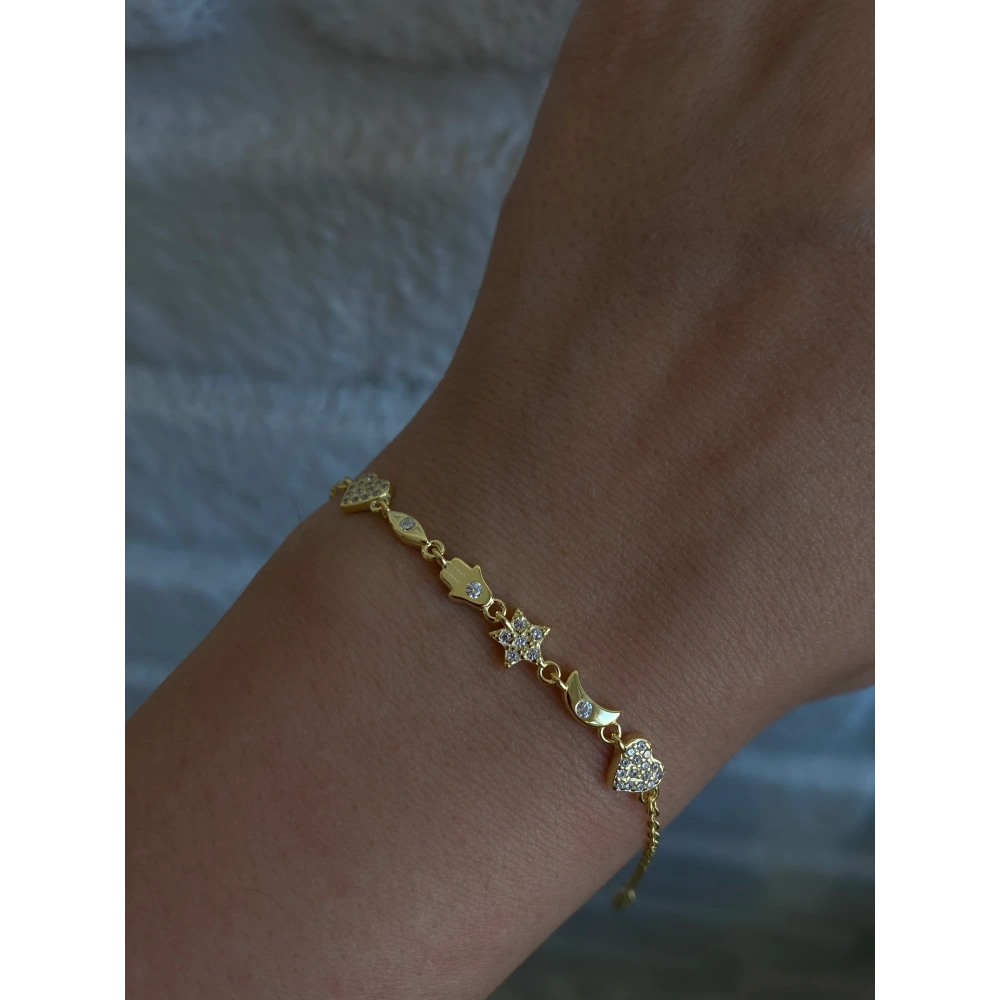 925 Ayar Gümüş Charm Detay Bileklik