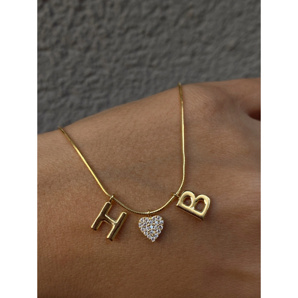 925 Ayar Gümüş Çift Harfli Kolye