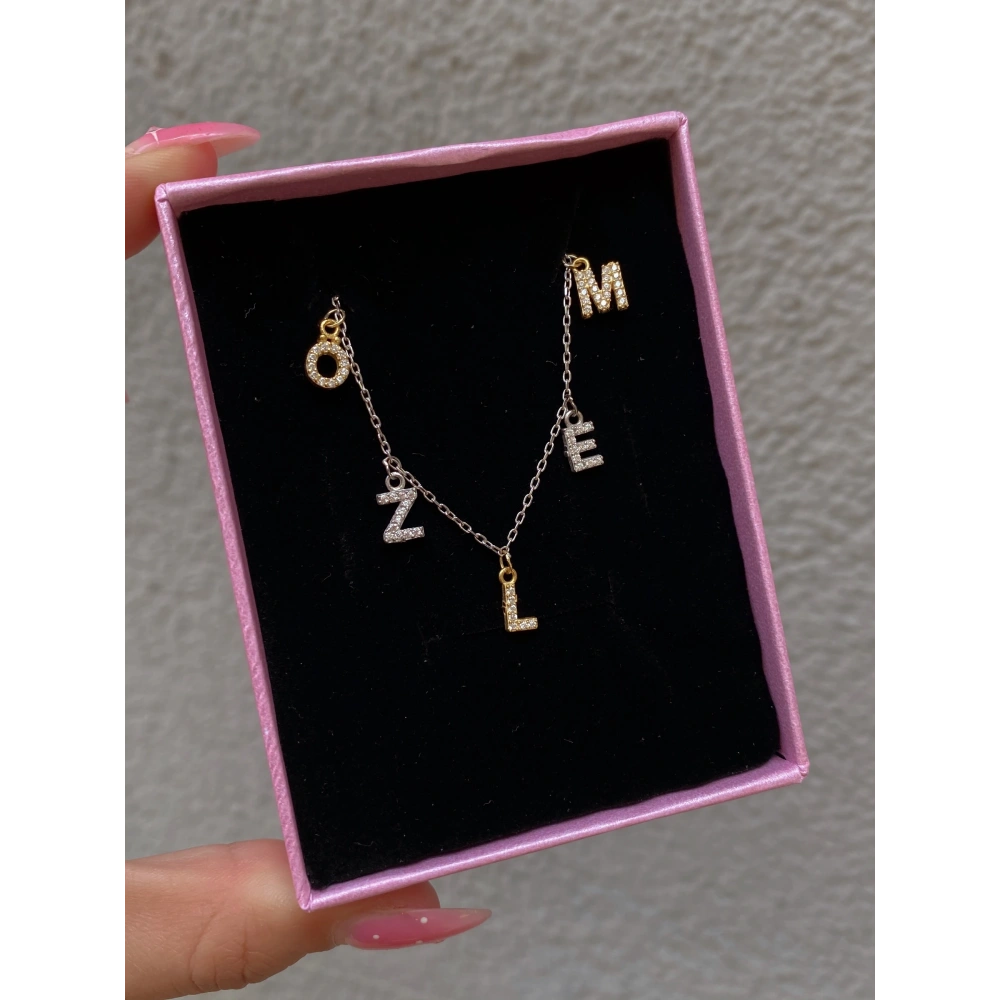 925 Ayar Gümüş Çift Renkli İsim Kolye