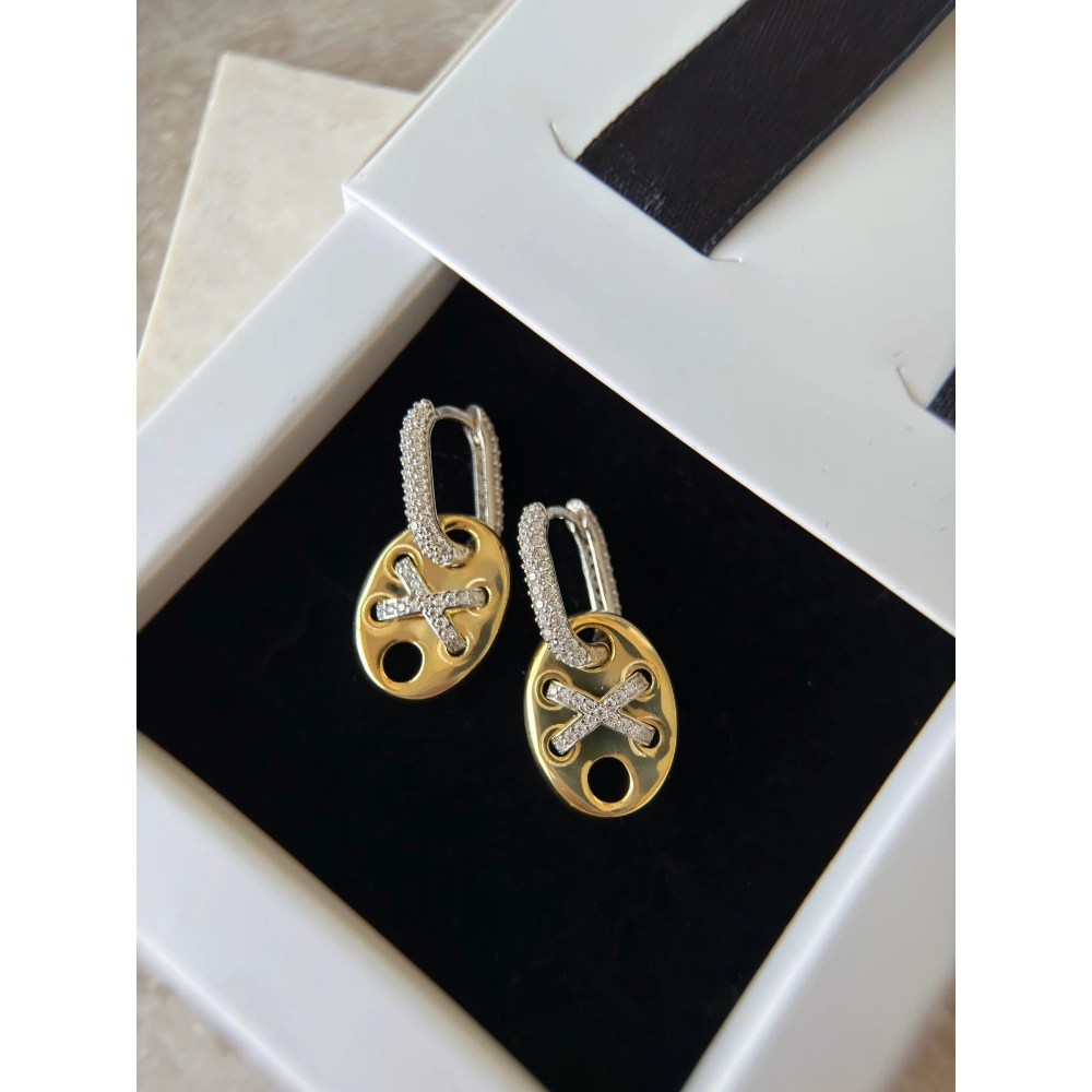 925 Ayar Gümüş Cross Küpe