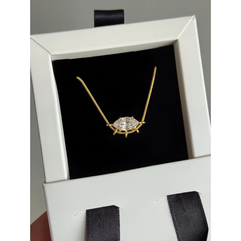 925 Ayar Gümüş Damla Taşlı Kolye