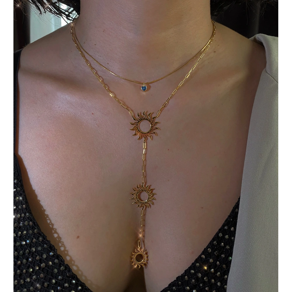 925 Ayar Gümüş Dekolte Güneş Kolye