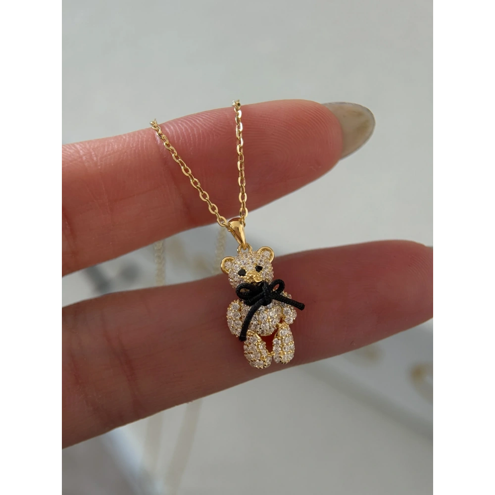 925 Ayar Gümüş Gold Ayıcık Kolye