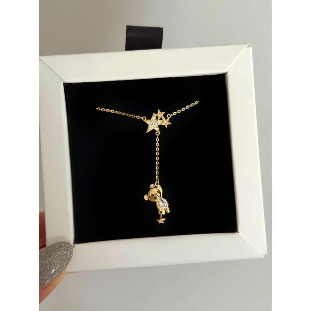 925 Ayar Gümüş Gold Ayıcık Kolye