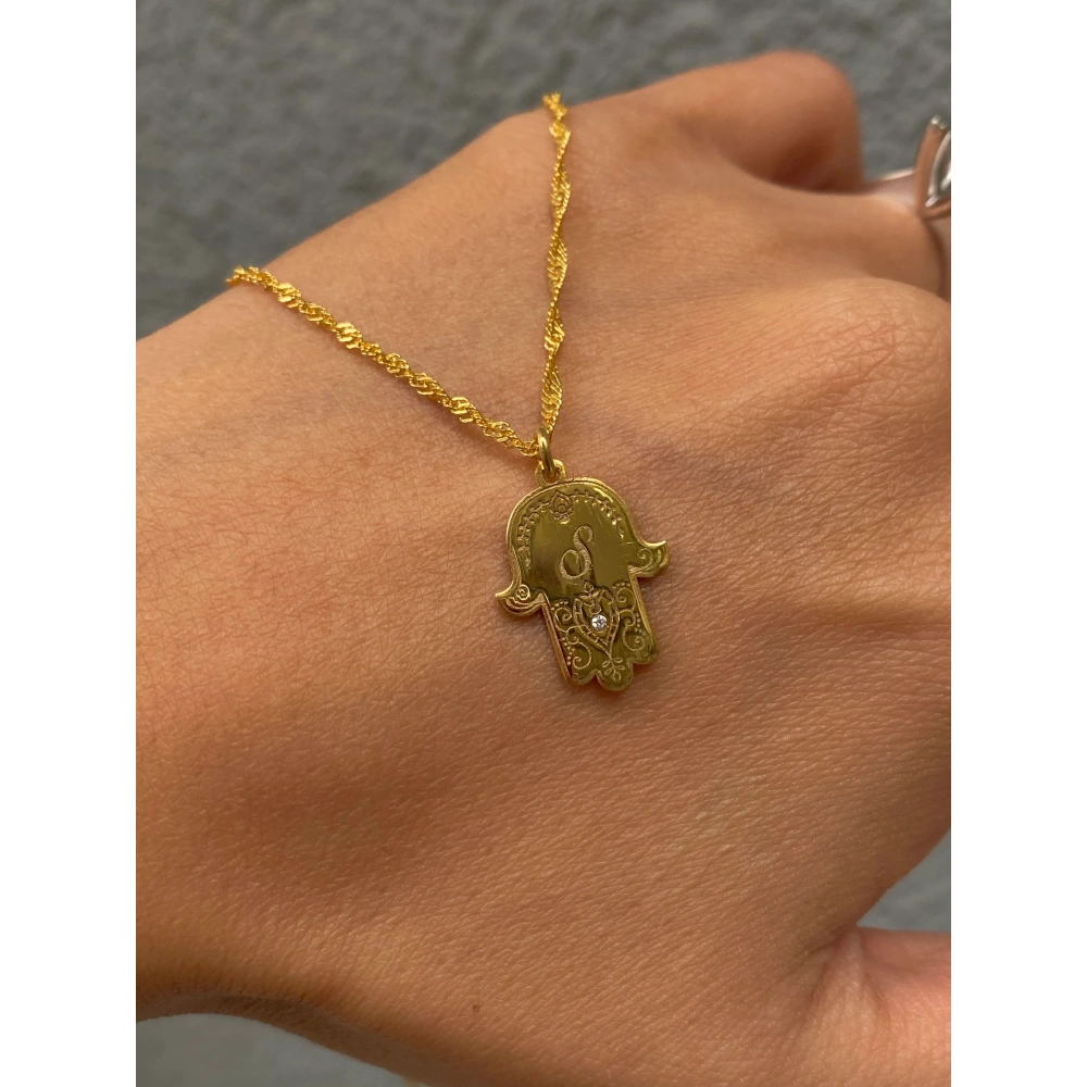 925 Ayar Gümüş Harf Detay Fatma Eli Kolye