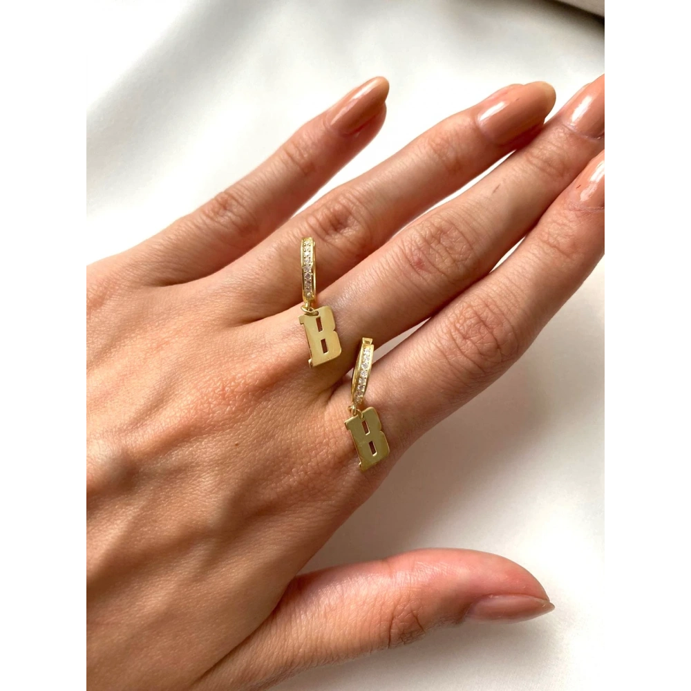 925 Ayar Gümüş Harf Küpe