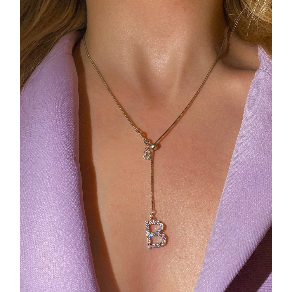 925 Ayar Gümüş Harfli Tasarım Kolye