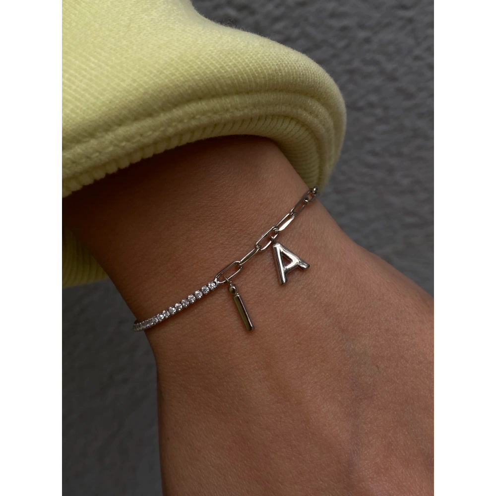 925 Ayar Gümüş İki Harfli Bileklik