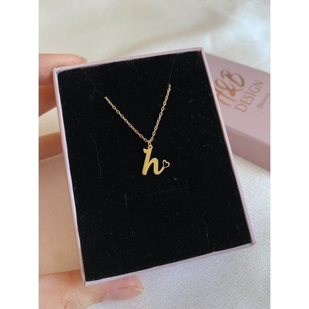 925 Ayar Gümüş Kalpli Harf Kolye