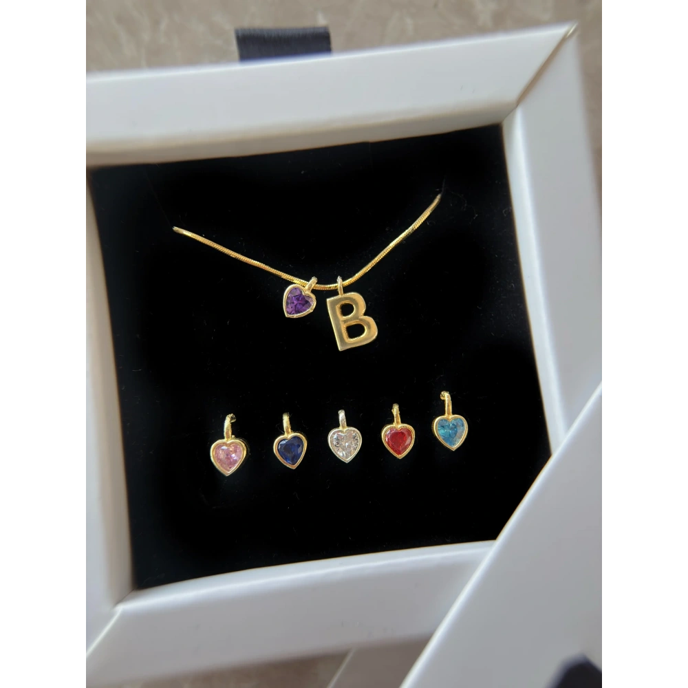 925 Ayar Gümüş Kalpli Harf Kolye