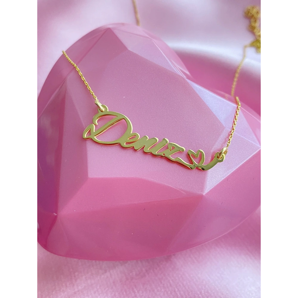 925 Ayar Gümüş Kalpli İsim Kolye