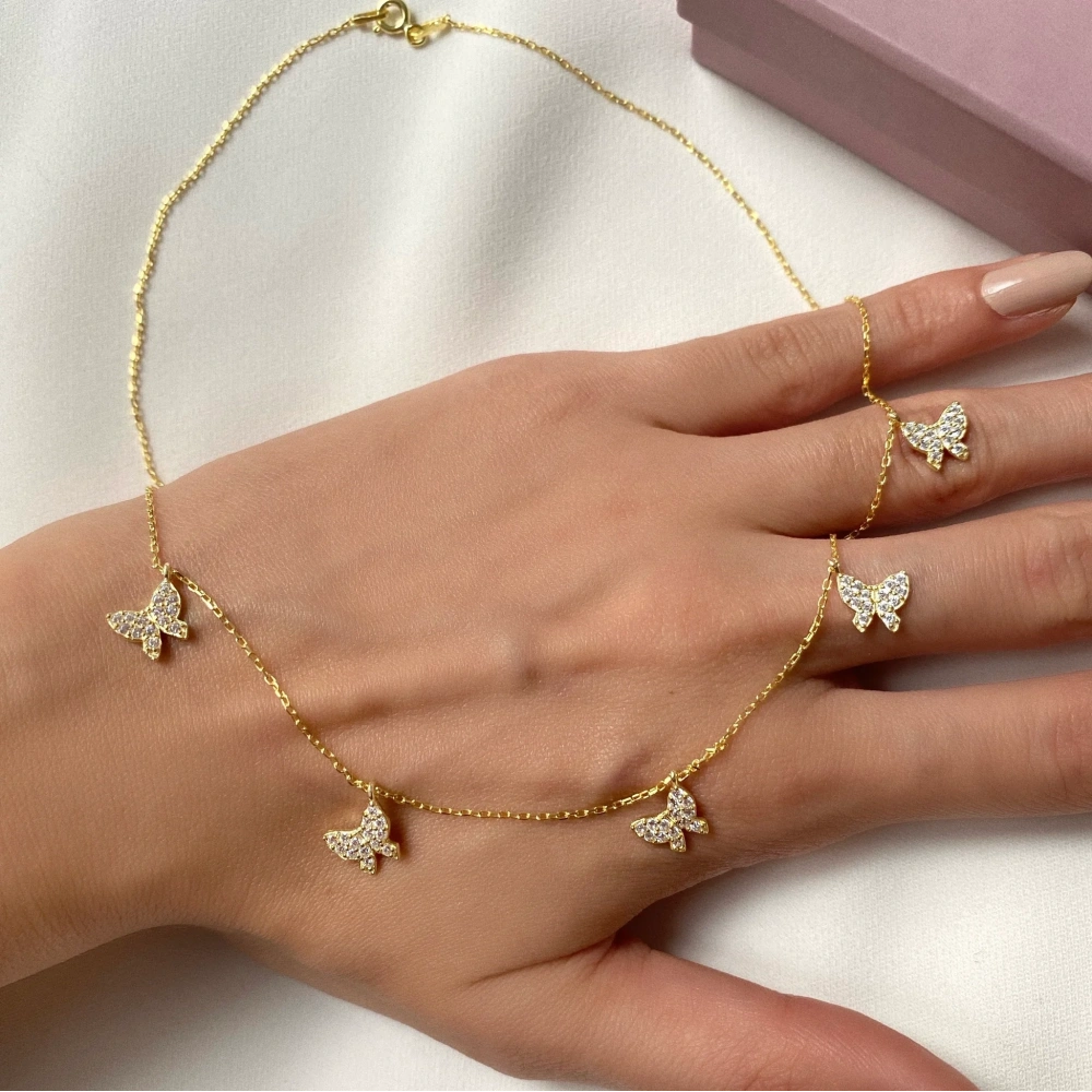 925 Ayar Gümüş Kelebek Kolye