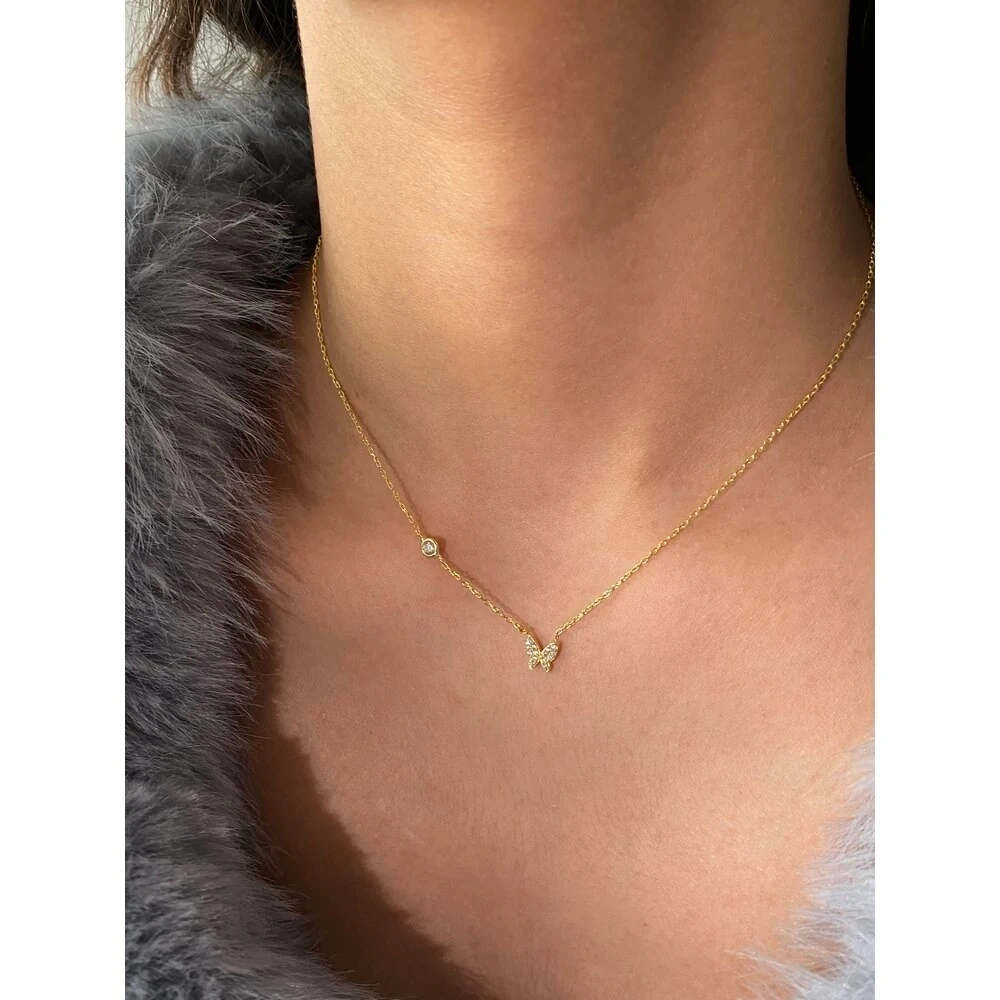 925 Ayar Gümüş Kelebekli Kolye