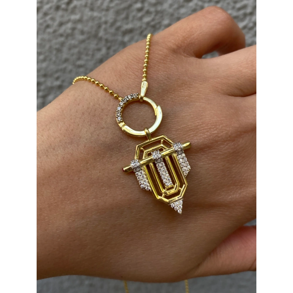 925 Ayar Gümüş Klipsli Taşlı Serenay Kolye