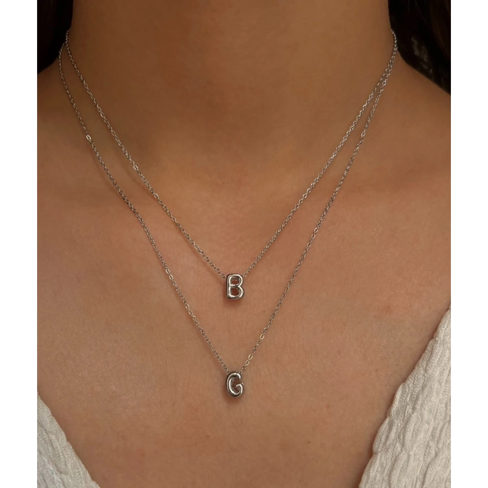 925 Ayar Gümüş Mini Balon Harf kolye