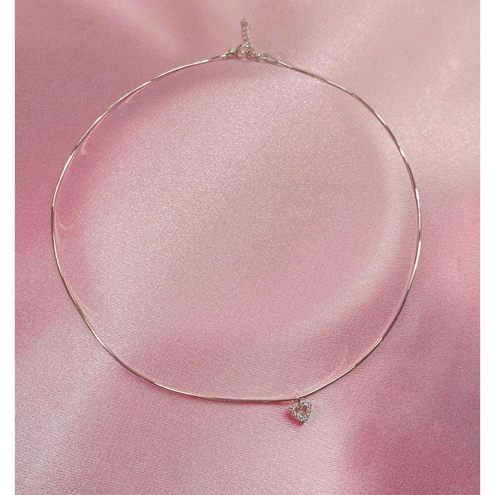 925 Ayar Gümüş Mini Kalp Choker