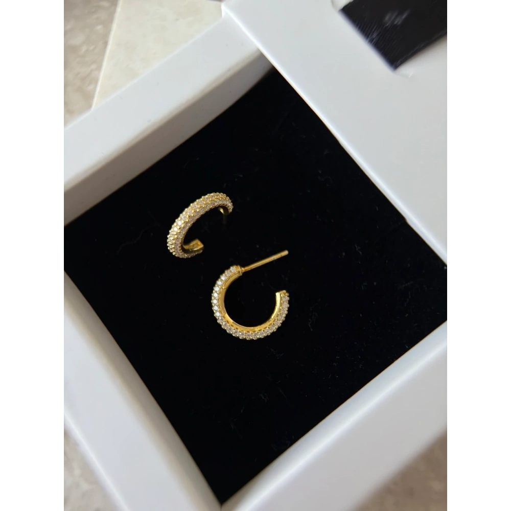 925 Ayar Gümüş Mini Taşlı Halka Küpe