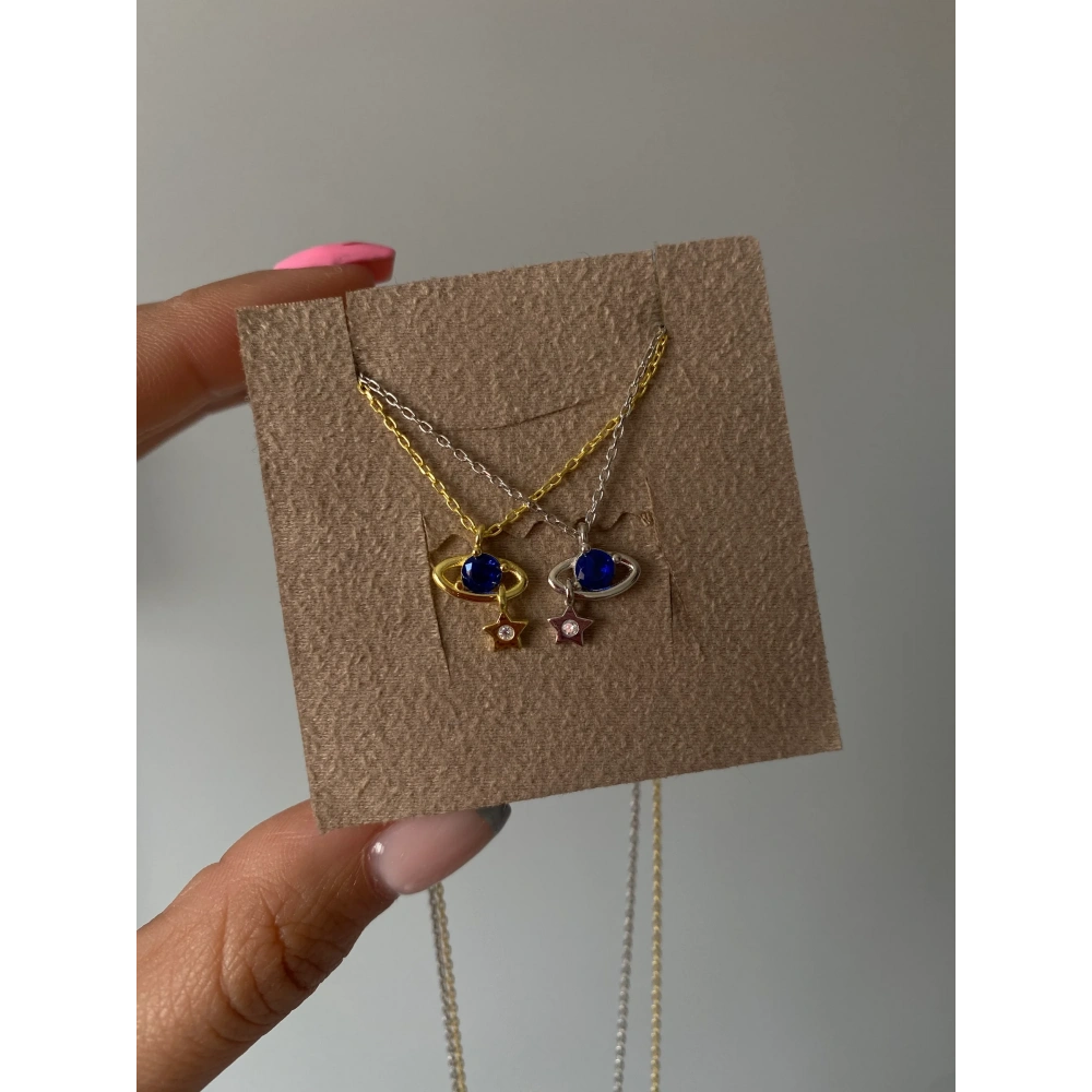 925 Ayar Gümüş Minimal Gezegen Kolye