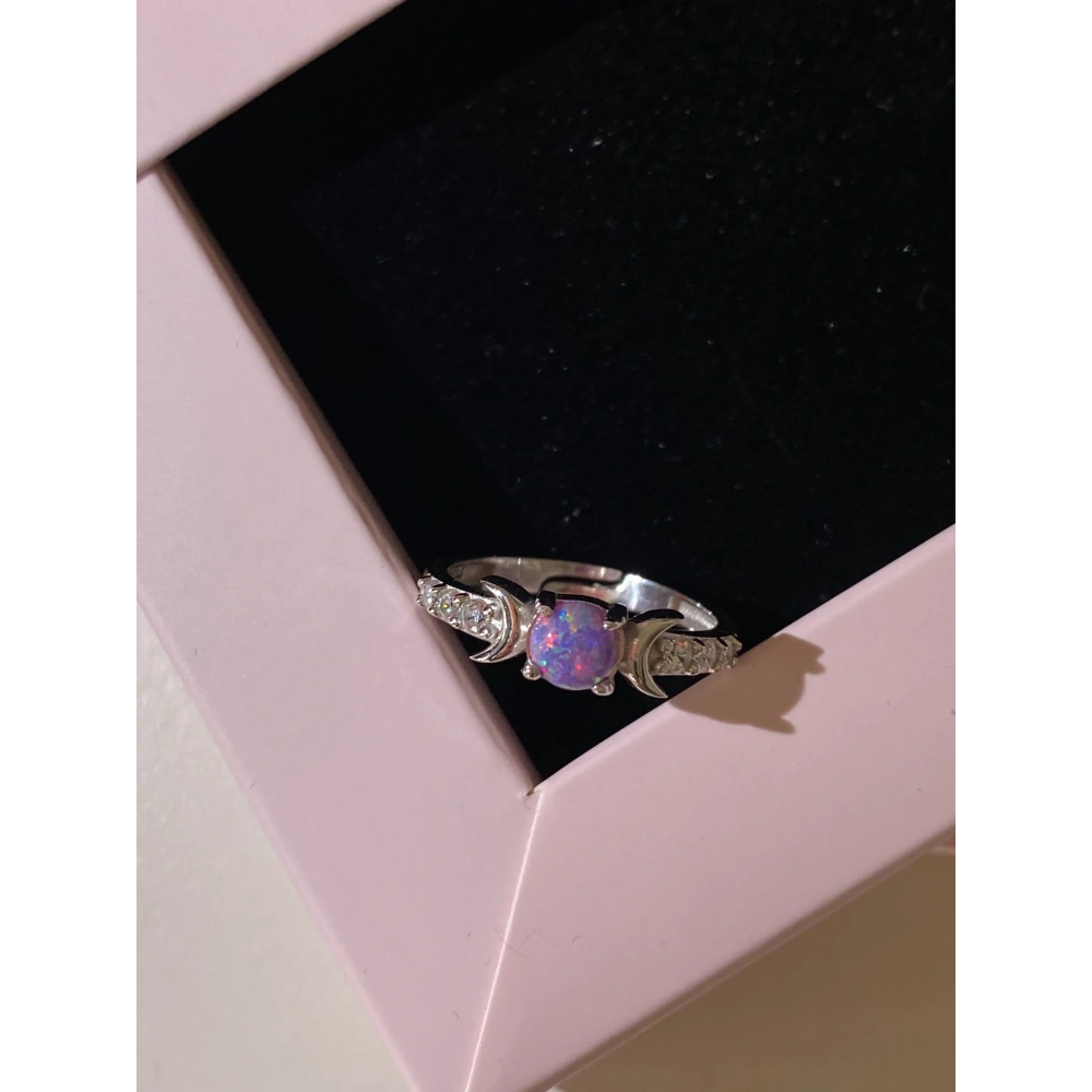 925 Ayar Gümüş Opal Taşlı Moon Yüzük