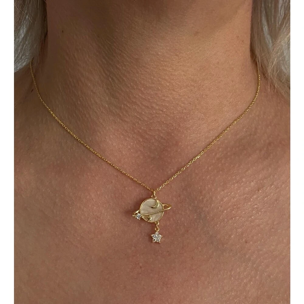 925 Ayar Gümüş Planet Kolye