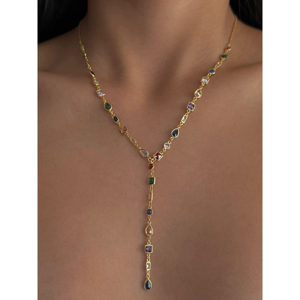 925 Ayar Gümüş Renkli Y Kolye