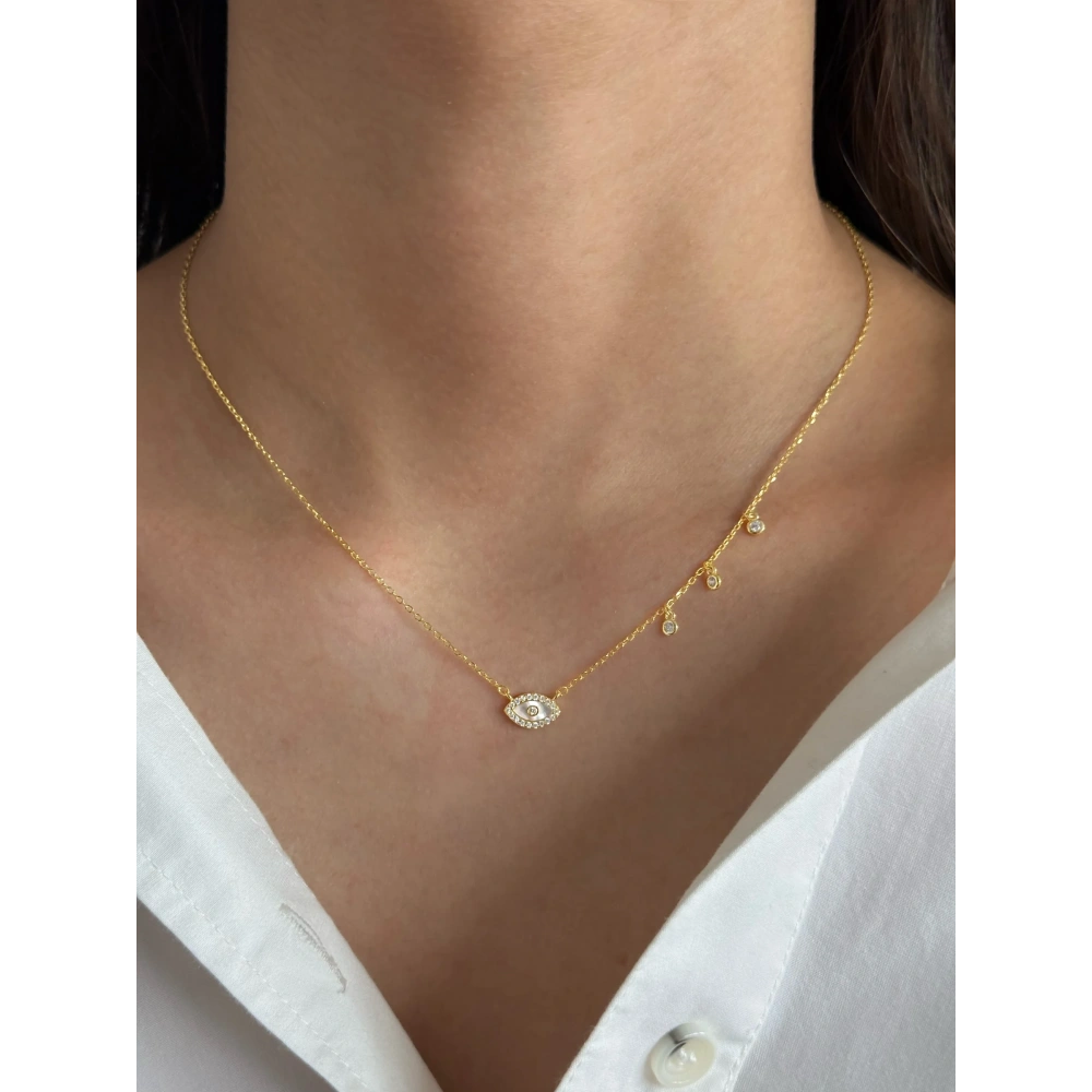 925 Ayar Gümüş Sedefli Göz Kolye