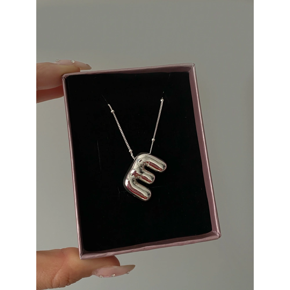 925 Ayar Gümüş Silver Balon Harf Kolye
