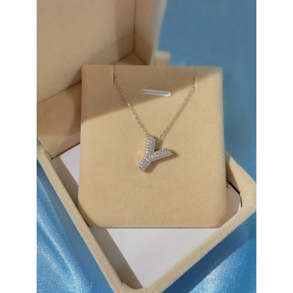 925 Ayar Gümüş Silver Bubble Harf Kolye