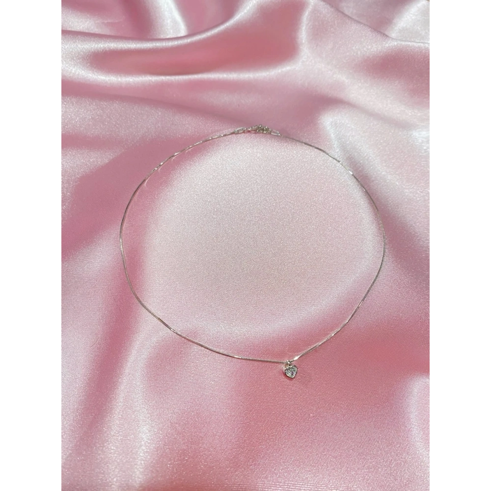 925 Ayar Gümüş Silver Kalp Choker