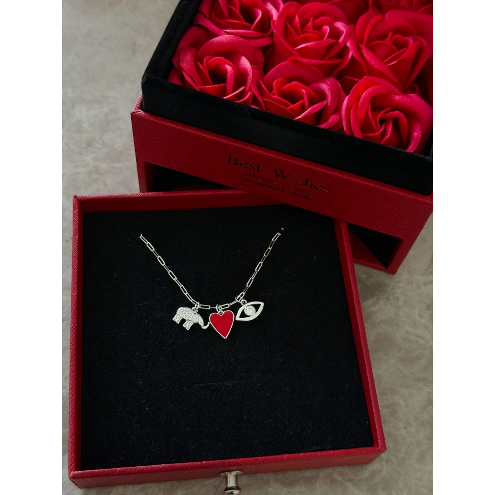 925 Ayar Gümüş Silver Şans Üçlü Charm Kolye